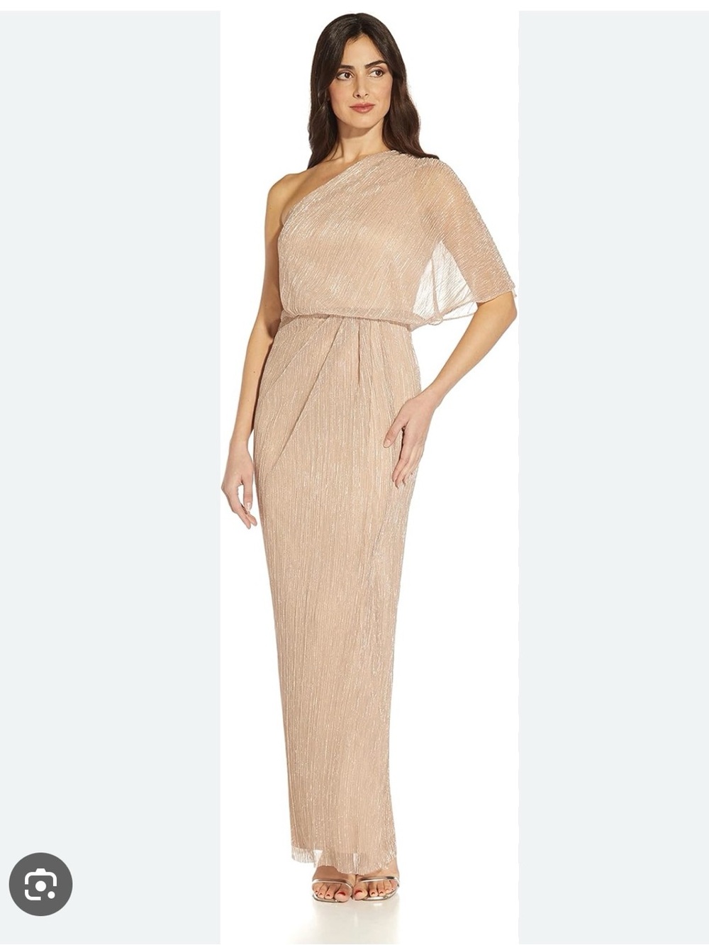 Adrianna Papell size 4 One-Shoulder Metallic Sheath Dress